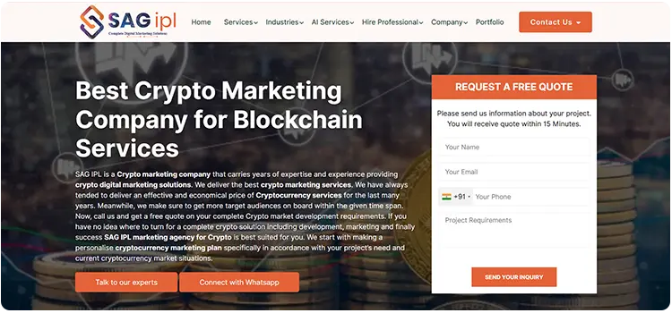 SAG IPL crypto marketing firm for blockchain SEO social media and digital marketing