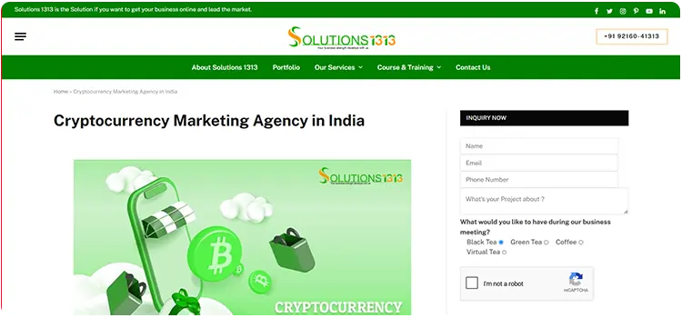 Solutions 1313 cryptocurrency marketing agency for crypto community and brand promotion