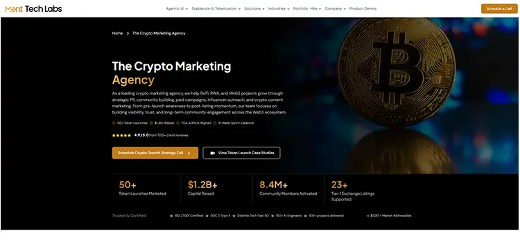 Ment Tech crypto and Web3 marketing firm for branding and digital growth