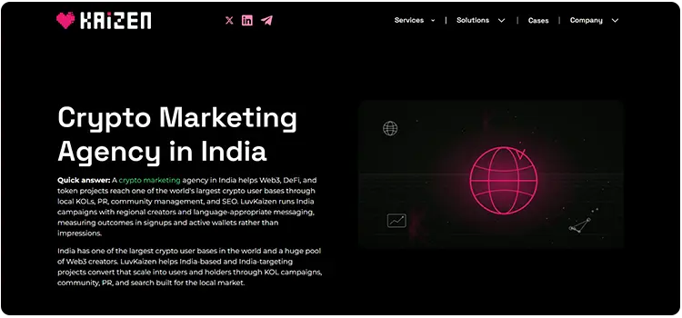 LuvKaizen India focused crypto marketing agency for branding community and digital promotion