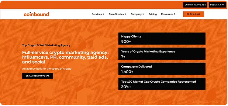Coinbound global crypto and Web3 marketing agency for influencer PR and growth campaigns