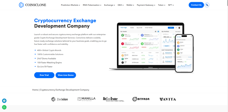 Coinsclone crypto exchange platform development services