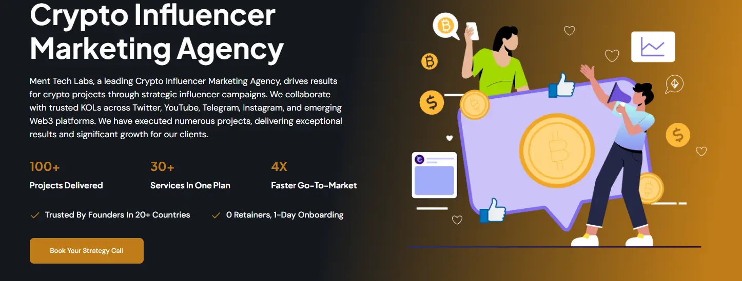 Ment Tech crypto influencer marketing firm for Web3 and blockchain projects