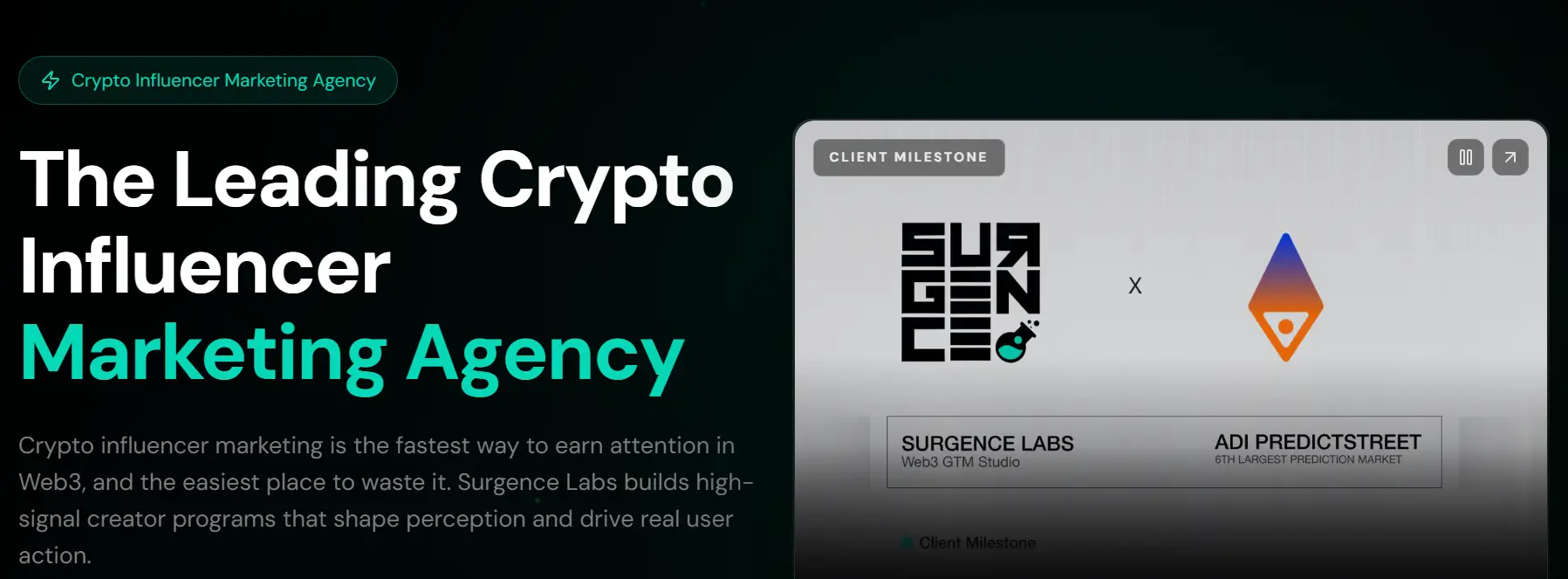 Surgence Web3 marketing agency for crypto influencer and KOL campaigns