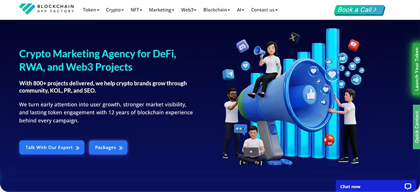 Blockchain App Factory ICO marketing agency for crypto token promotion and blockchain marketing services