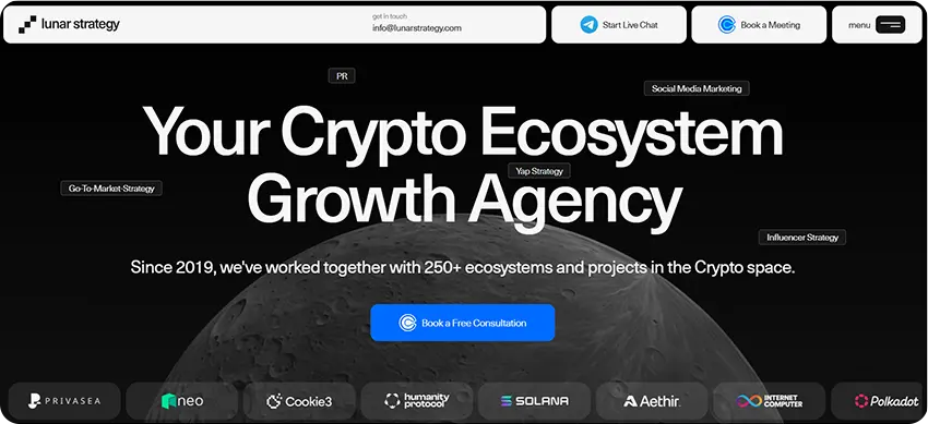 Lunar Strategy crypto marketing agency offering blockchain marketing and NFT promotion services