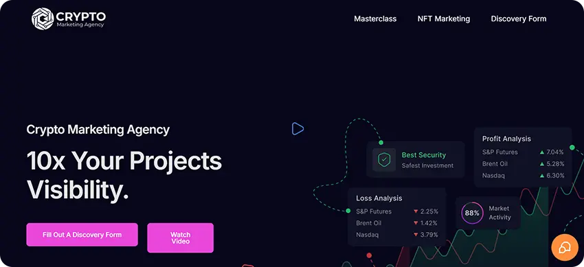 Crypto Marketing Agency offering blockchain marketing and influencer campaign services
