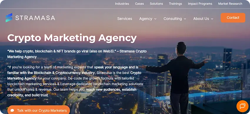STRAMASA crypto marketing agency offering blockchain brand visibility and community growth services