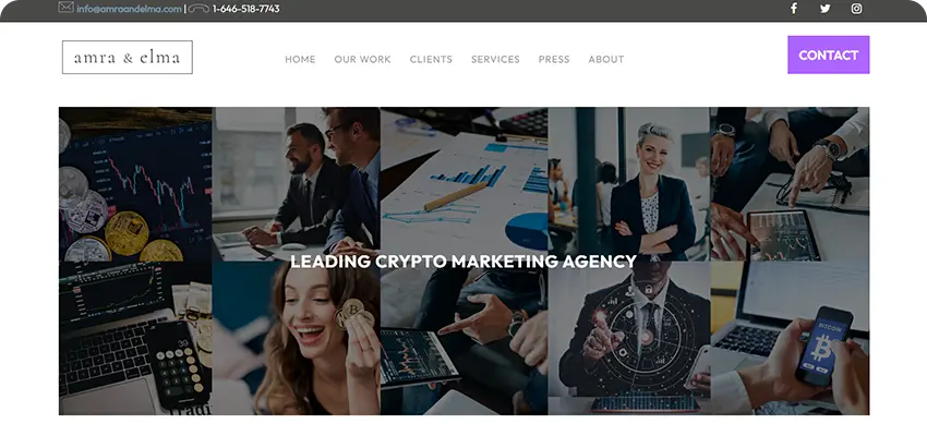 Amra and Elma crypto marketing agency offering influencer marketing and blockchain branding services