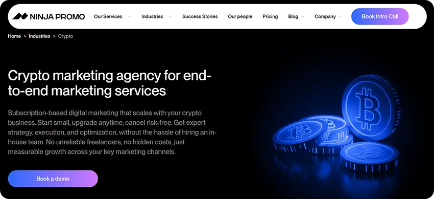 NinjaPromo crypto marketing agency offering full scale blockchain marketing and community management services