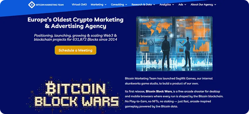Bitcoin Marketing Team crypto marketing agency offering blockchain PR and community management services