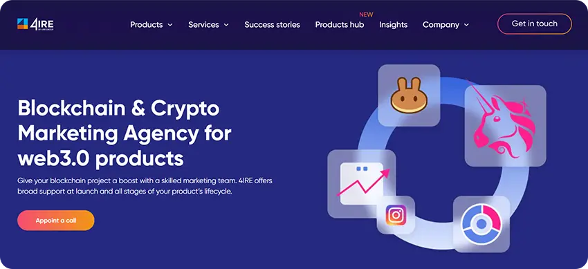 4IRE Labs crypto marketing agency offering blockchain branding and investor outreach services