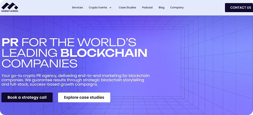 MarketAcross crypto marketing agency offering blockchain PR and global promotion services