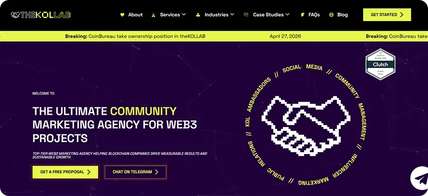 The Kollab crypto marketing agency offering influencer-driven blockchain marketing services