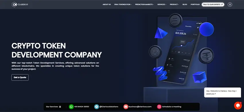Clarisco crypto token developers for blockchain token and Web3 solutions