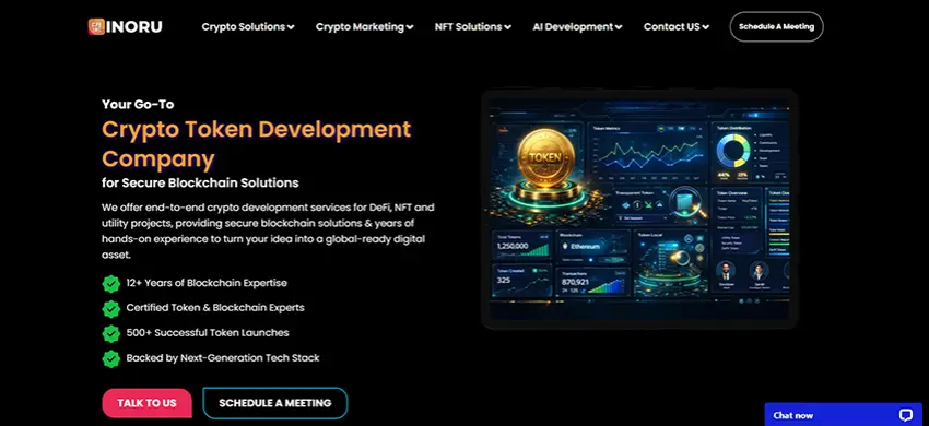INORU token development company offering blockchain integration and crypto token creation services