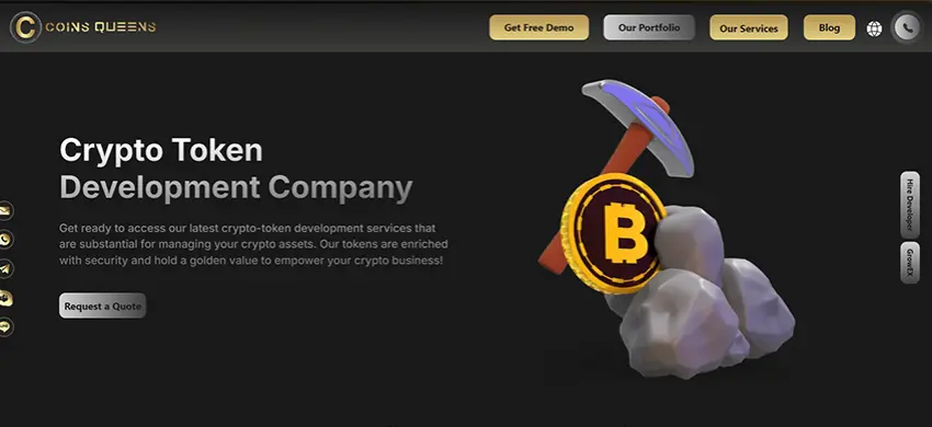 CoinsQueens cryptocurrency token development company for DeFi NFT and Web3 startups