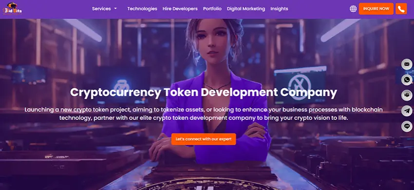 Bidbits Web3 token development company offering scalable crypto token solutions