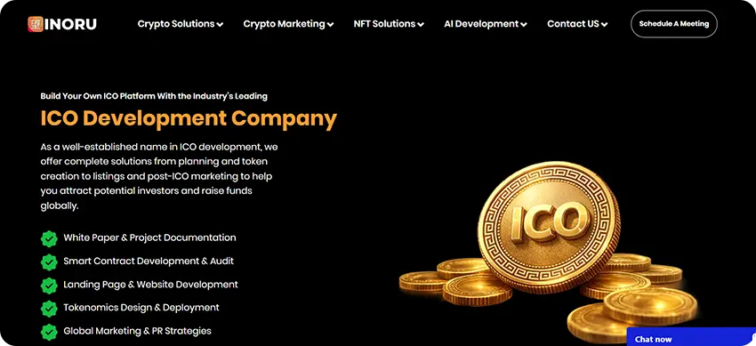 INORU ICO development company offering end-to-end blockchain fundraising and token launch solutions