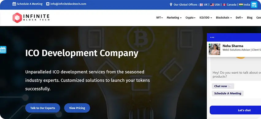 Infinite Block Tech ICO development company offering custom blockchain fundraising platforms