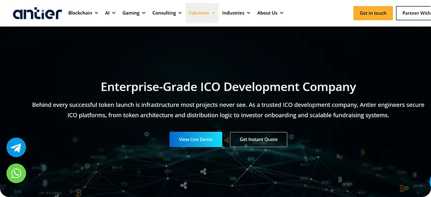 Antier enterprise-grade ICO development company for secure blockchain fundraising solutions