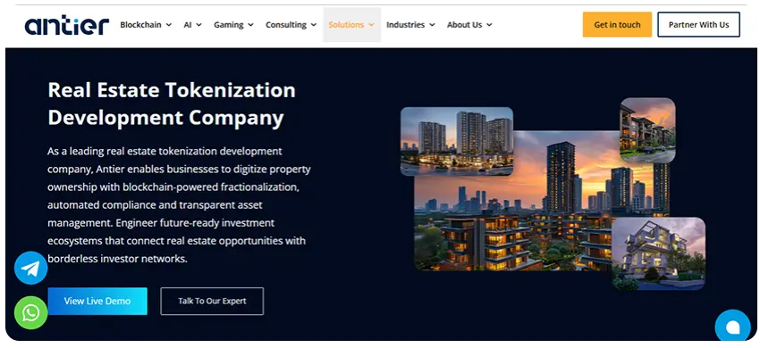 Antier real estate tokenization development company for decentralized finance and blockchain solutions