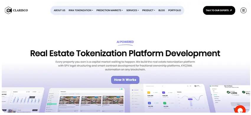 Clarisco real estate tokenization development company for decentralized property ecosystems